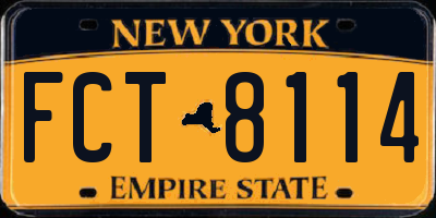 NY license plate FCT8114