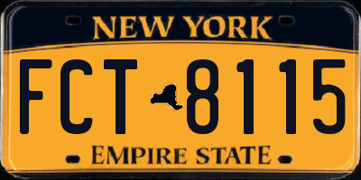 NY license plate FCT8115