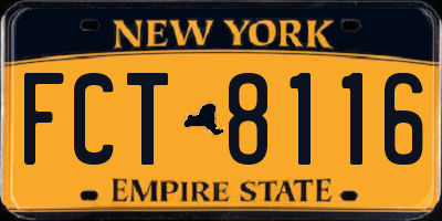NY license plate FCT8116