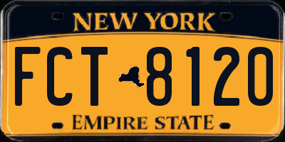 NY license plate FCT8120