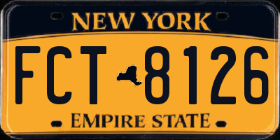 NY license plate FCT8126