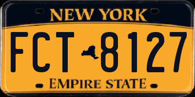 NY license plate FCT8127