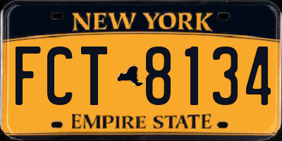 NY license plate FCT8134