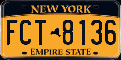 NY license plate FCT8136