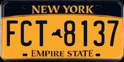 NY license plate FCT8137