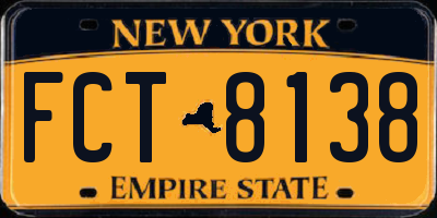 NY license plate FCT8138