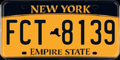 NY license plate FCT8139