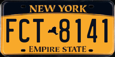 NY license plate FCT8141