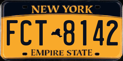 NY license plate FCT8142
