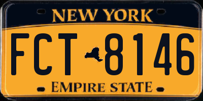NY license plate FCT8146
