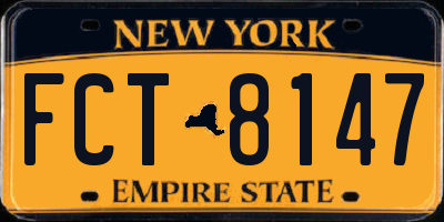 NY license plate FCT8147