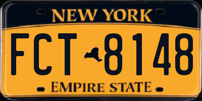 NY license plate FCT8148