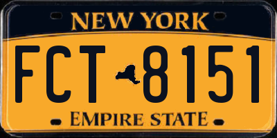 NY license plate FCT8151