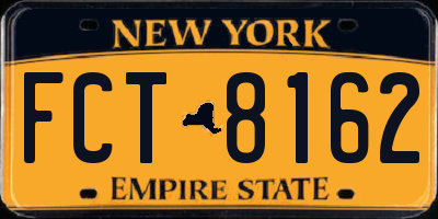 NY license plate FCT8162