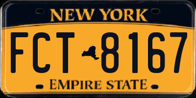 NY license plate FCT8167