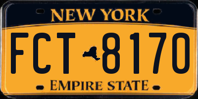NY license plate FCT8170