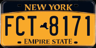 NY license plate FCT8171