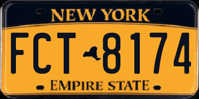 NY license plate FCT8174
