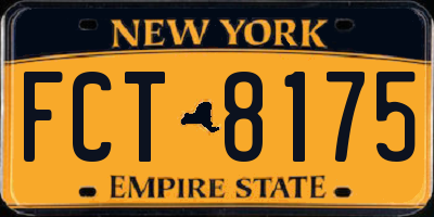 NY license plate FCT8175