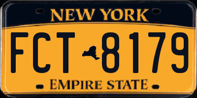 NY license plate FCT8179