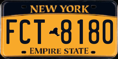 NY license plate FCT8180