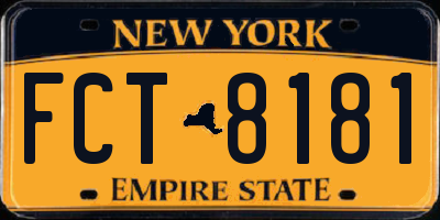 NY license plate FCT8181