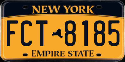 NY license plate FCT8185