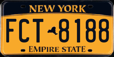 NY license plate FCT8188