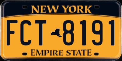 NY license plate FCT8191