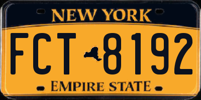 NY license plate FCT8192