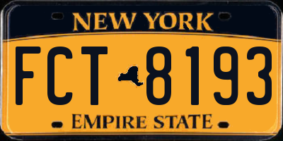 NY license plate FCT8193