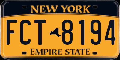 NY license plate FCT8194