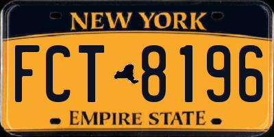 NY license plate FCT8196