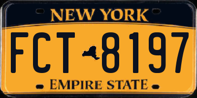 NY license plate FCT8197