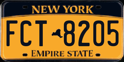 NY license plate FCT8205