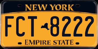 NY license plate FCT8222