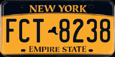 NY license plate FCT8238