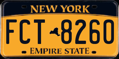 NY license plate FCT8260