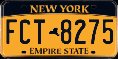 NY license plate FCT8275