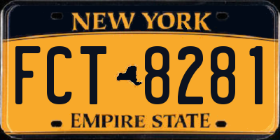 NY license plate FCT8281