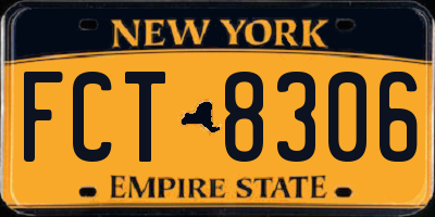NY license plate FCT8306