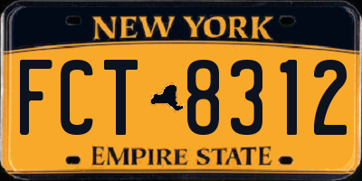 NY license plate FCT8312
