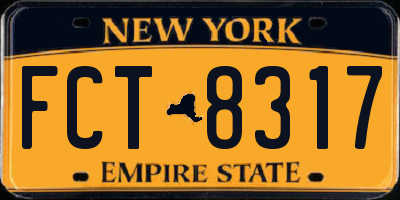 NY license plate FCT8317