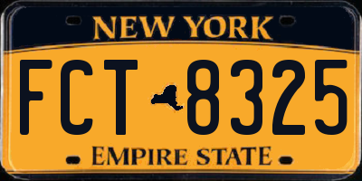 NY license plate FCT8325