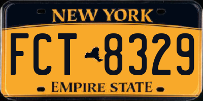 NY license plate FCT8329