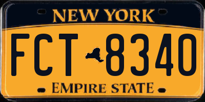 NY license plate FCT8340