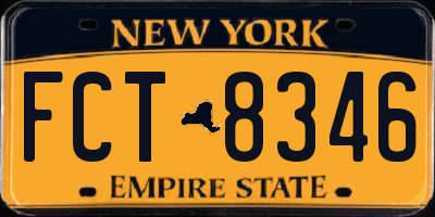 NY license plate FCT8346