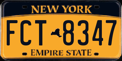 NY license plate FCT8347