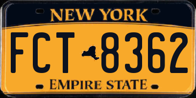 NY license plate FCT8362