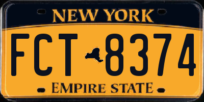 NY license plate FCT8374